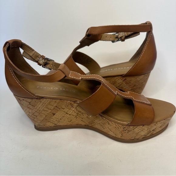 Franco Sarto Women's Wedge Sandals Falco Size 8.5 Cork Platfrom Gladiator Cognac - Picture 5 of 14